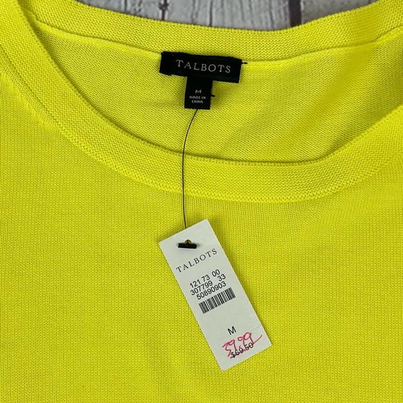 Talbots Knit Sweater NWT Chartreuse Yellow Size Medium - Picture 5 of 11